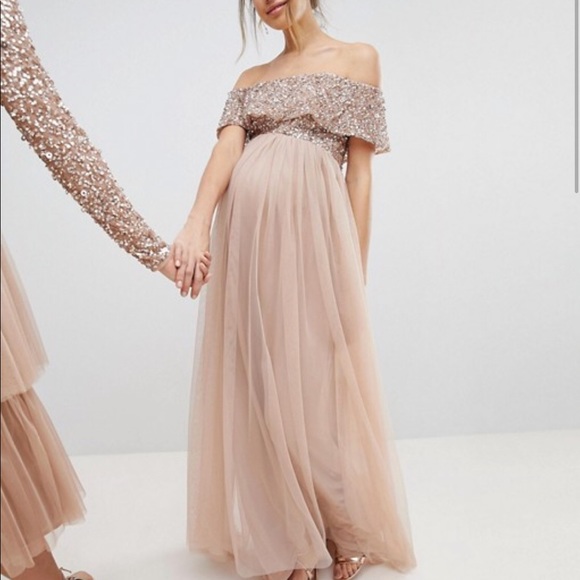 asos sequin maternity dress